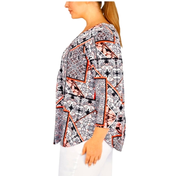 Ruby Rd. Black and Orange Patterned Blouse - Picture 2 of 5